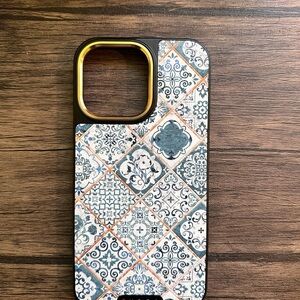 BURGA Patterned iPhone 14 Pro Max Case with Gold Accents